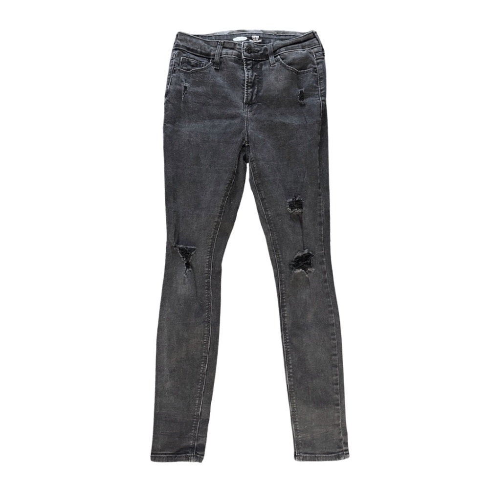 Old Navy Rockstar Super Skinny High Rise Black Jeans Distressed Women Size 2